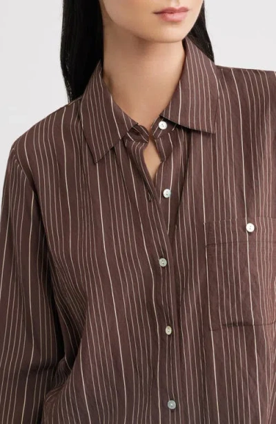 Rails Beck Striped Button-front Shirt In Brown