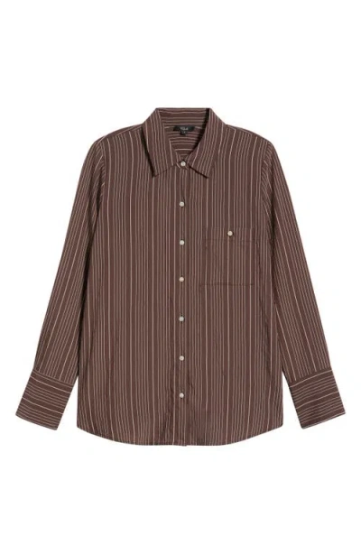 Rails Beck Striped Button-front Shirt In Brown