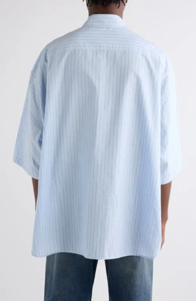 Acne Studios Soffia Stripe Short Sleeve Button-up Shirt In Blue