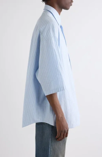 Acne Studios Soffia Stripe Short Sleeve Button-up Shirt In Blue