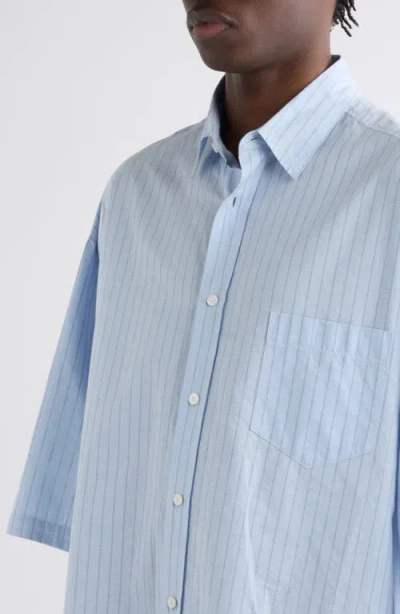 Acne Studios Soffia Stripe Short Sleeve Button-up Shirt In Blue