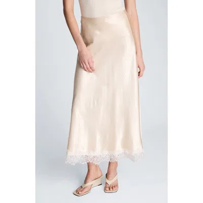 Kenneth Cole Pull-on Side Slit Midi Skirt In Neutral