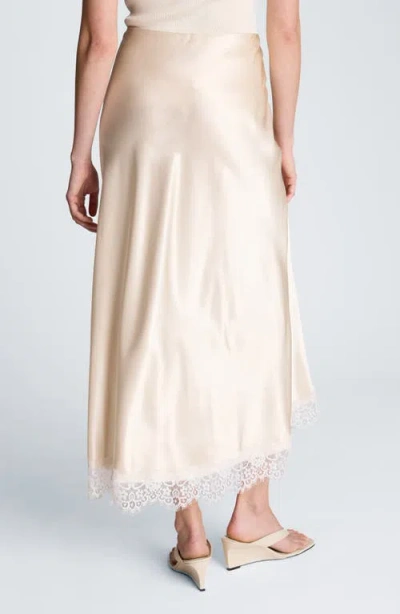 Kenneth Cole Pull-on Side Slit Midi Skirt In Neutral