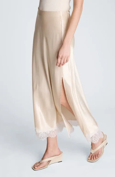 Kenneth Cole Pull-on Side Slit Midi Skirt In Neutral