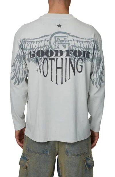 Good For Nothing Long Sleeve Eagle Tee In Gray