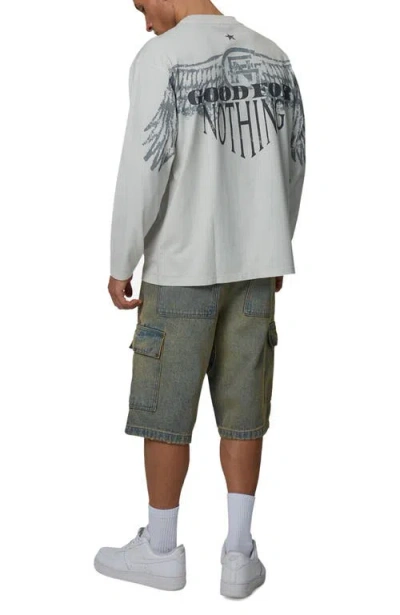 Good For Nothing Long Sleeve Eagle Tee In Gray