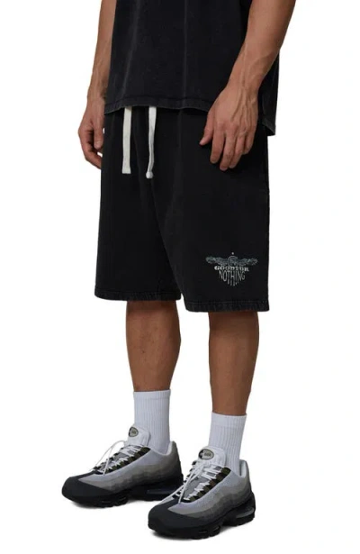 Good For Nothing Oversized Eagle Shorts In Black