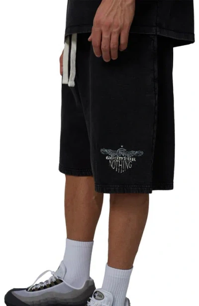 Good For Nothing Oversized Eagle Shorts In Black