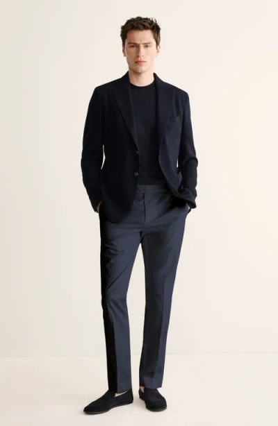 Mango Slim Fit Stretch Cotton Pants In Blue