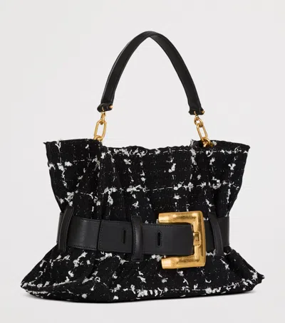 Balmain Medium Tweed Anthem Shoulder Bag In Black