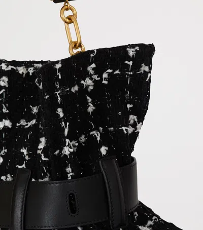Balmain Medium Tweed Anthem Shoulder Bag In Black