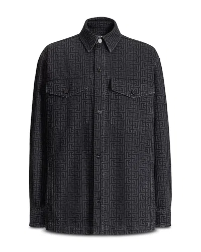 Balmain Monogram Maze Pattern Shirt In Black