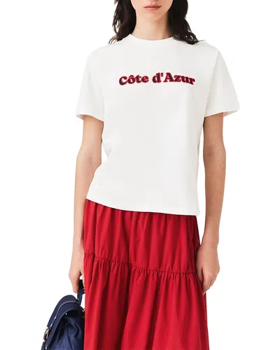 Maje Womens White Brand-embroidered Short-sleeved Cotton-jersey T-shirt In White