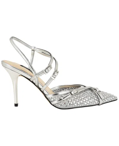 Nine West Pertee Crystal Embellished Ankle Strap Pump In Silver