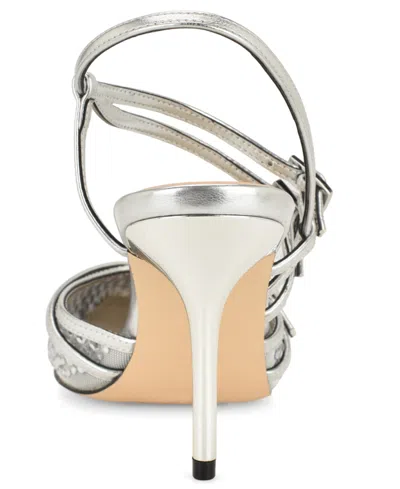 Nine West Pertee Crystal Embellished Ankle Strap Pump In Silver