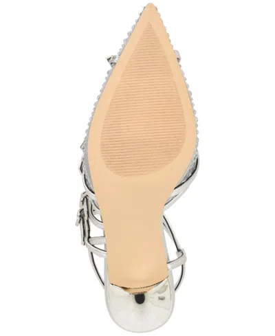 Nine West Pertee Crystal Embellished Ankle Strap Pump In Silver