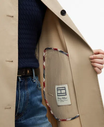 Tommy Hilfiger Water Repellent Twill Single Breasted Coat In Brown