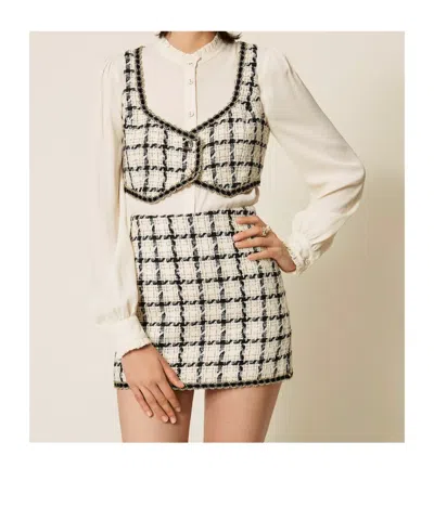 Twinset Check-pattern Mini Skirt In Neutral