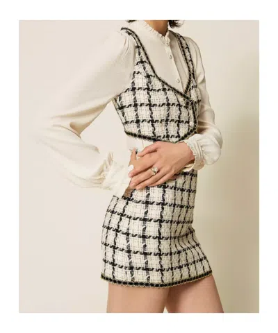 Twinset Check-pattern Mini Skirt In Neutral