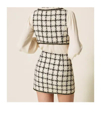 Twinset Check-pattern Mini Skirt In Neutral