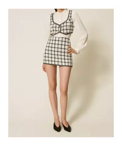 Twinset Check-pattern Mini Skirt In Neutral