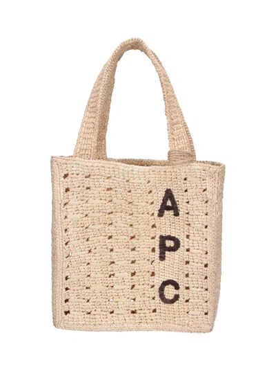 A.p.c. Rectangular Raffia Tote Bag With Sturdy Top Handles In Multi