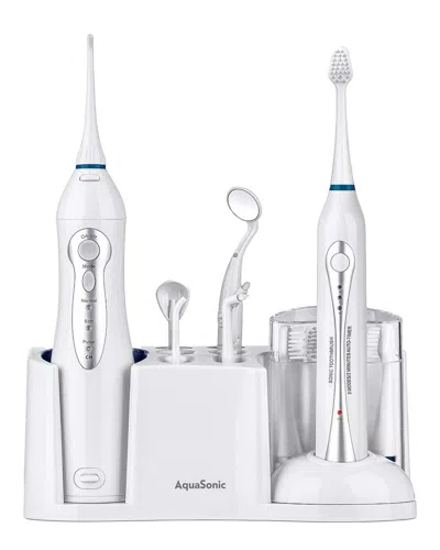 Aquasonic Rechargeable Toothbrush & Water Flosser In White
