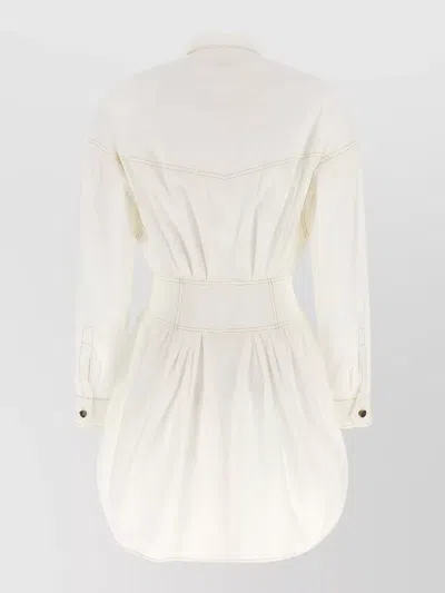 Versace Medusa Shirt Dress Chest Pockets Waist Detail In White