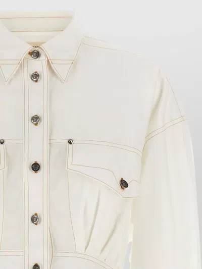 Versace Medusa Shirt Dress Chest Pockets Waist Detail In White