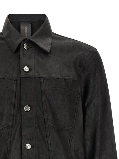 Giorgio Brato Black Solid Shirt Collar Jacket In Black