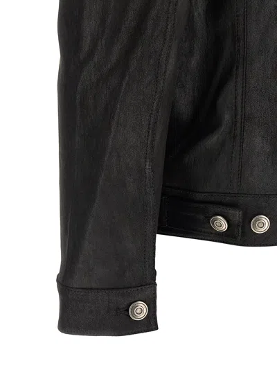 Giorgio Brato Black Solid Shirt Collar Jacket In Black