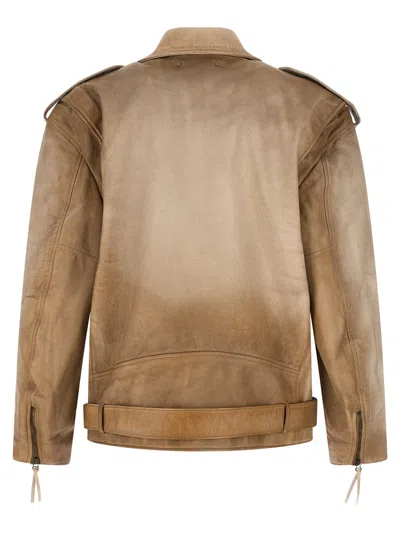 Golden Goose Beige Solid Notched Lapel Jacket In Sand