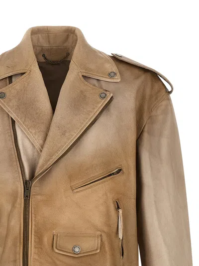 Golden Goose Beige Solid Notched Lapel Jacket In Sand
