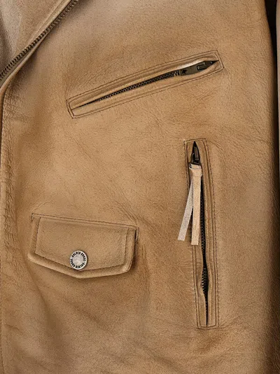 Golden Goose Beige Solid Notched Lapel Jacket In Sand