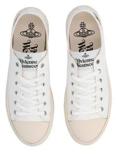 Vivienne Westwood Canvas Low-top Logo Rubber Sneakers In White