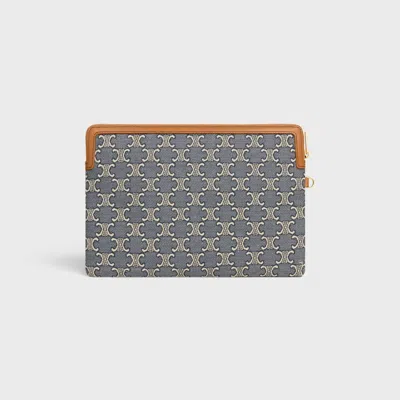Celine Small Pouch With Strap In Navy