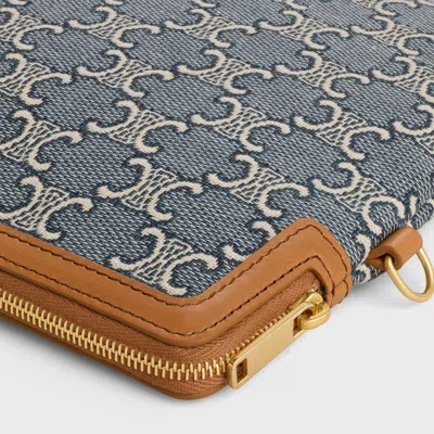 Celine Small Pouch With Strap In Navy