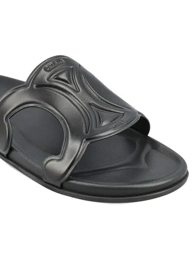 Celine Triomphe Sandals In Black