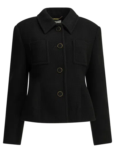 Chloé Chic Virgin Wool Stretch Jacket With Soft Cotton-viscose Lining In Black