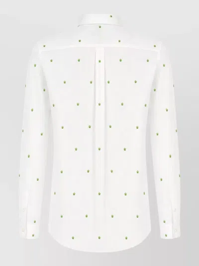 Paul Smith Embroidered Pattern Shirt Button Down Collar In White
