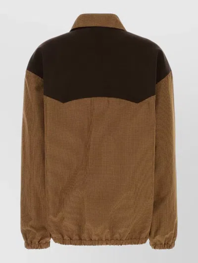 Miu Miu Collared Jacket Two Tone Elasticated Design In Brown