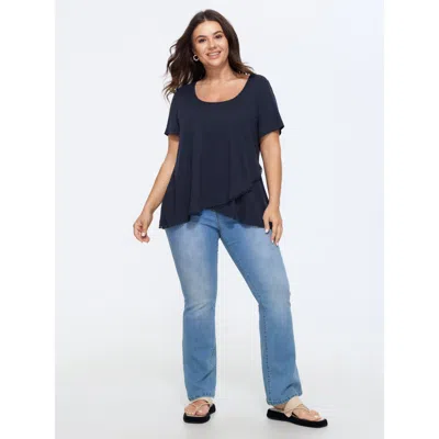 Bloomchic Supersoft Overlap Hem Plain T-shirt In Orange