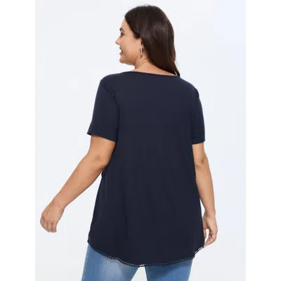 Bloomchic Supersoft Overlap Hem Plain T-shirt In Orange