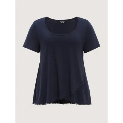 Bloomchic Supersoft Overlap Hem Plain T-shirt In Orange