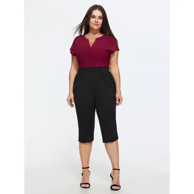 Bloomchic Stretchy Pull-on Cropped Pants In Black