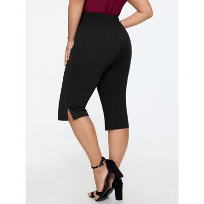 Bloomchic Stretchy Pull-on Cropped Pants In Black