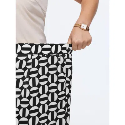 Bloomchic Geometric Print Pull-on Pants In Black