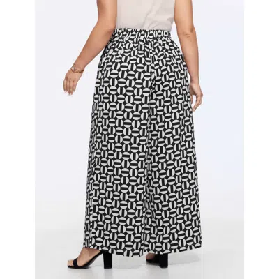 Bloomchic Geometric Print Pull-on Pants In Black