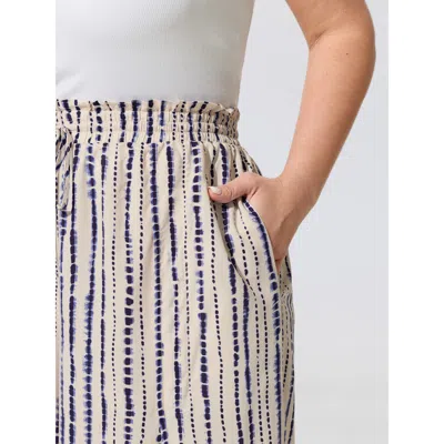 Bloomchic Striped Print Split Hem Gradient Blend Pants In White