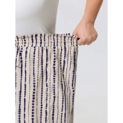 Bloomchic Striped Print Split Hem Gradient Blend Pants In White